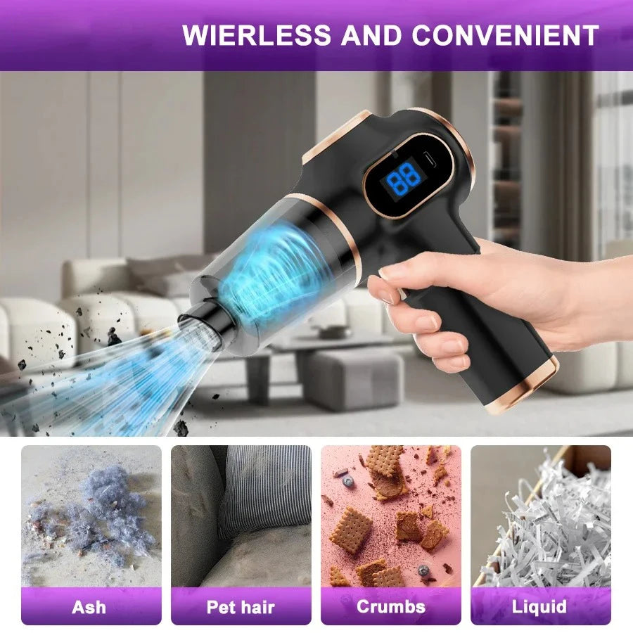 Belibuy 6-in-1 Cordless Handheld Vacuum – 19000Pa, 50,000 RPM, HEPA Filter